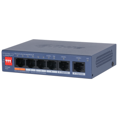 Коммутатор управляемый 4x100Мбит/с (RJ45 с PoE+,  PoE++), 2x1Гбит/с (RJ45) 60Вт 