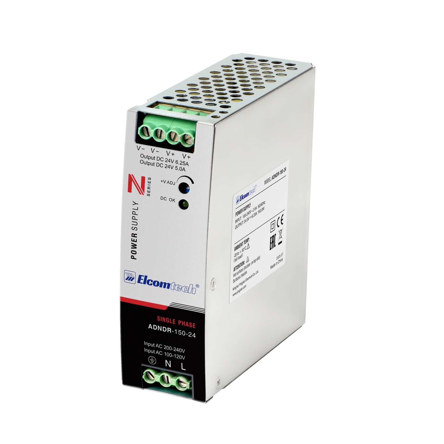 Источник питания на DIN рейку  AC/DC 150W вход 100-240V,выход 24V 6,25A AD 
